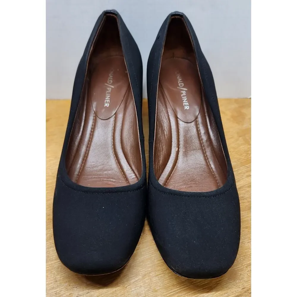 DONALD PLINER Corin Mid Block Heel‎ Black Pump Women’s Size 7.5 EUC